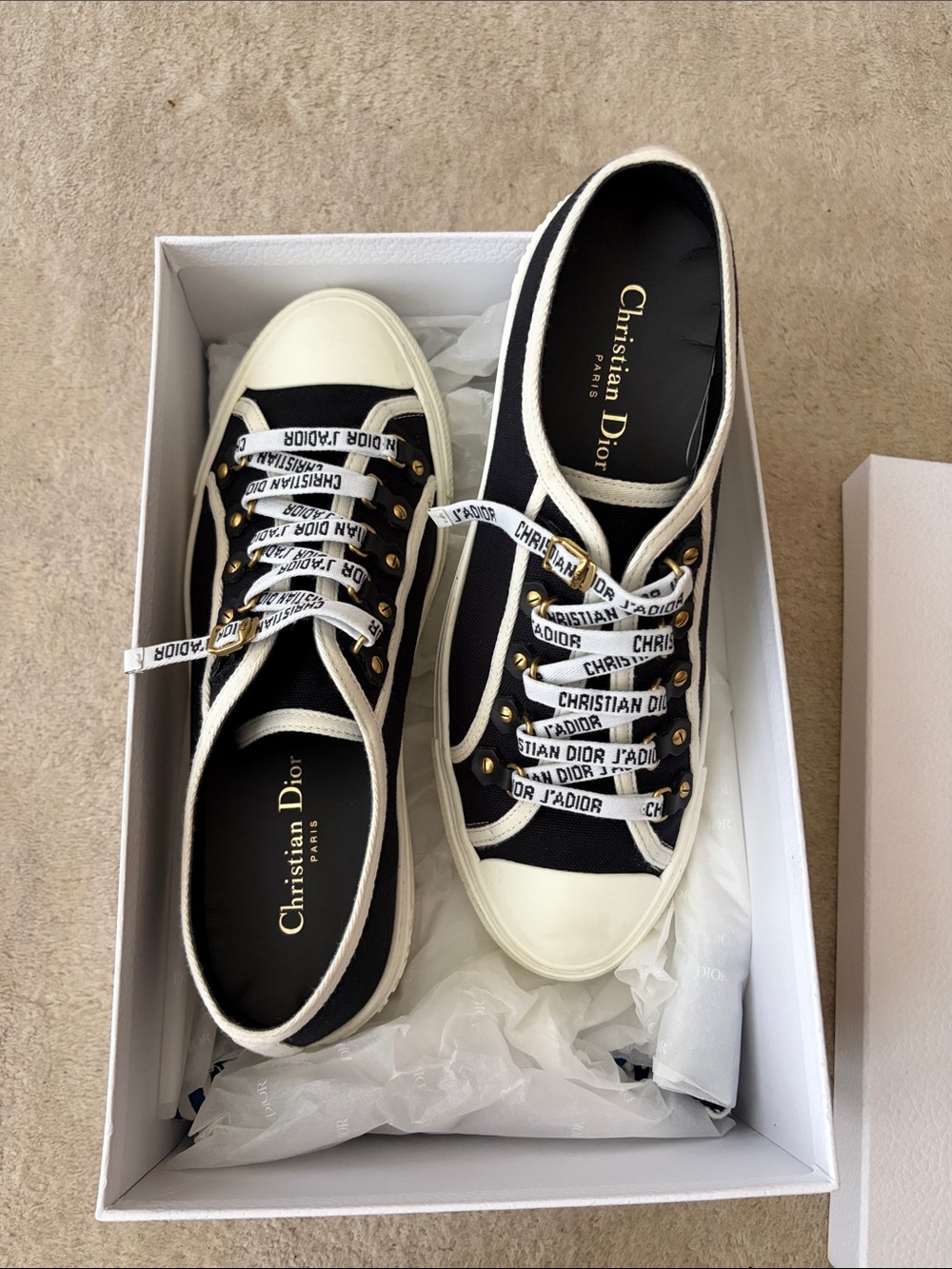 Christian Dior Black & White J'Adior Lace-Up Sneakers